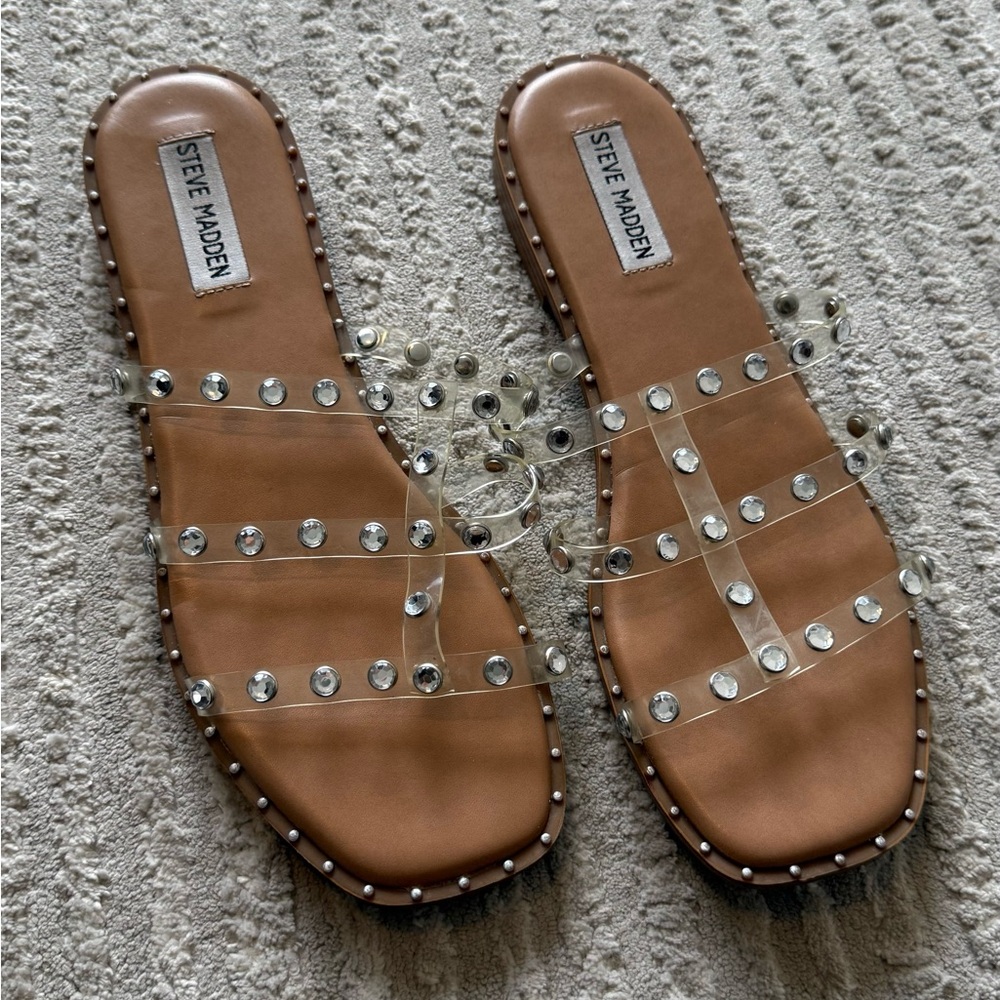 Steve Madden Tan Studded Sandals